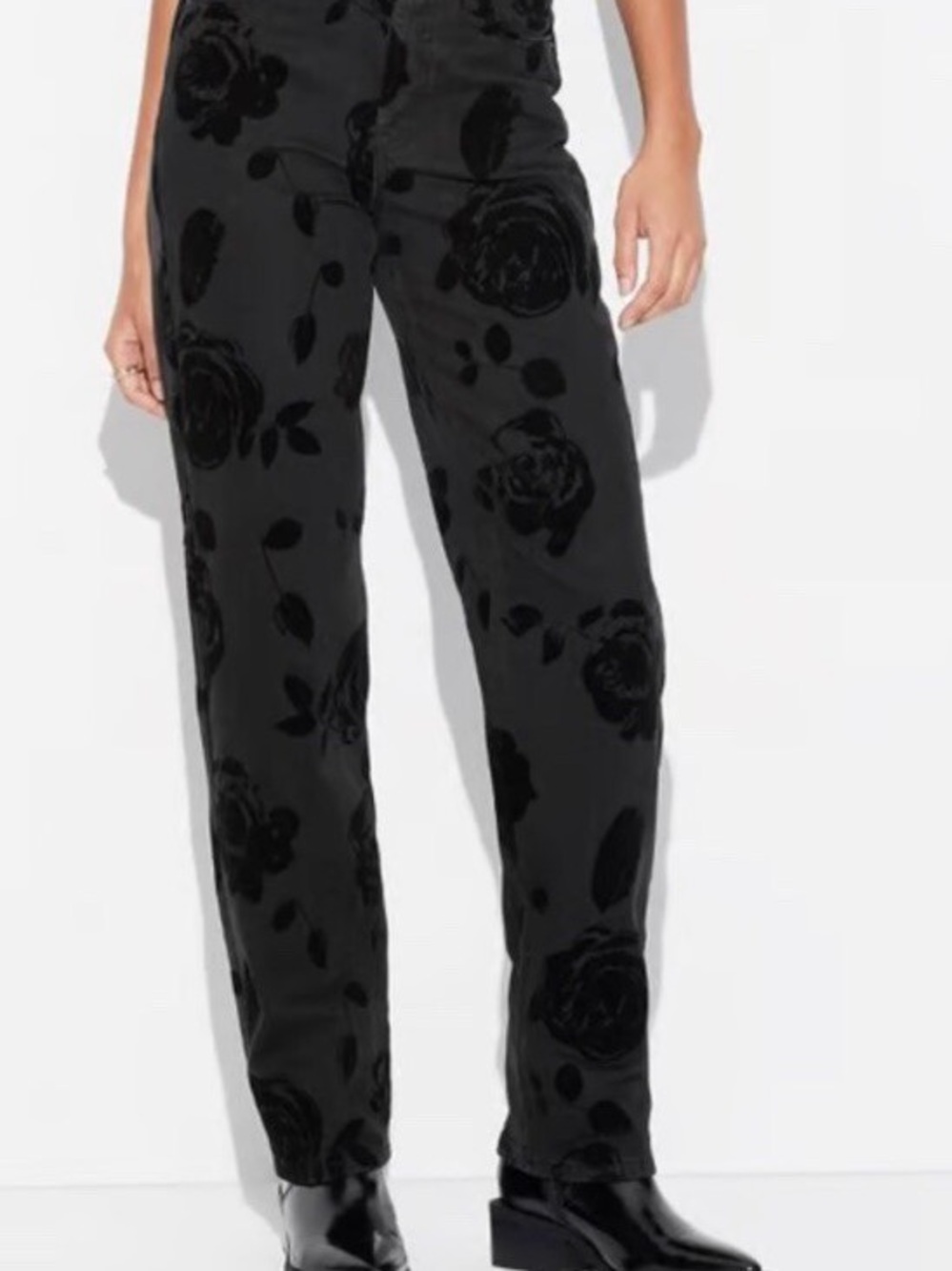 NWT wild fable Black Floral Burnout High-Rise Straight Pants